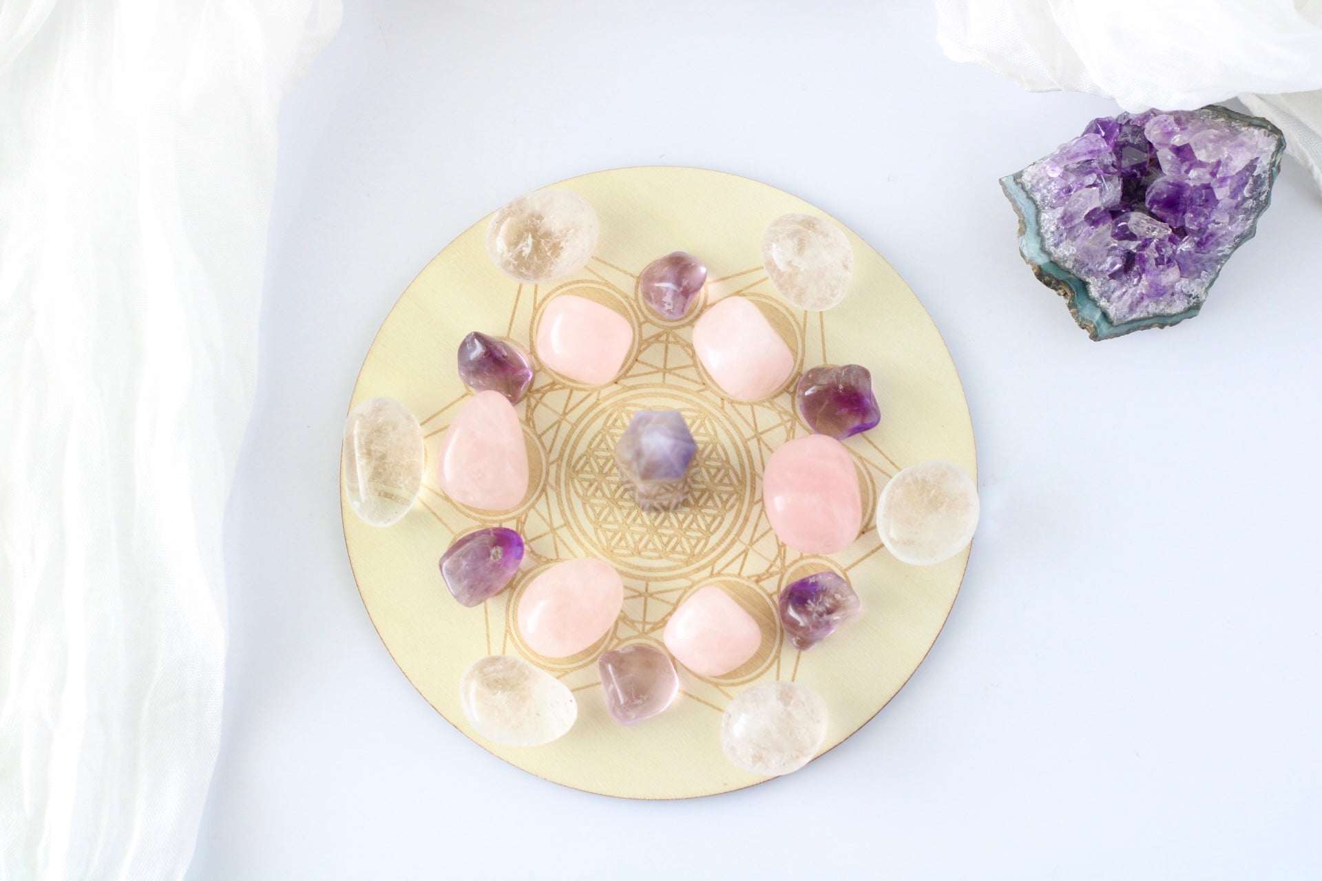 Crystal Grid Board | Metatron's Cube with Flower of Life | Sacred Geometry