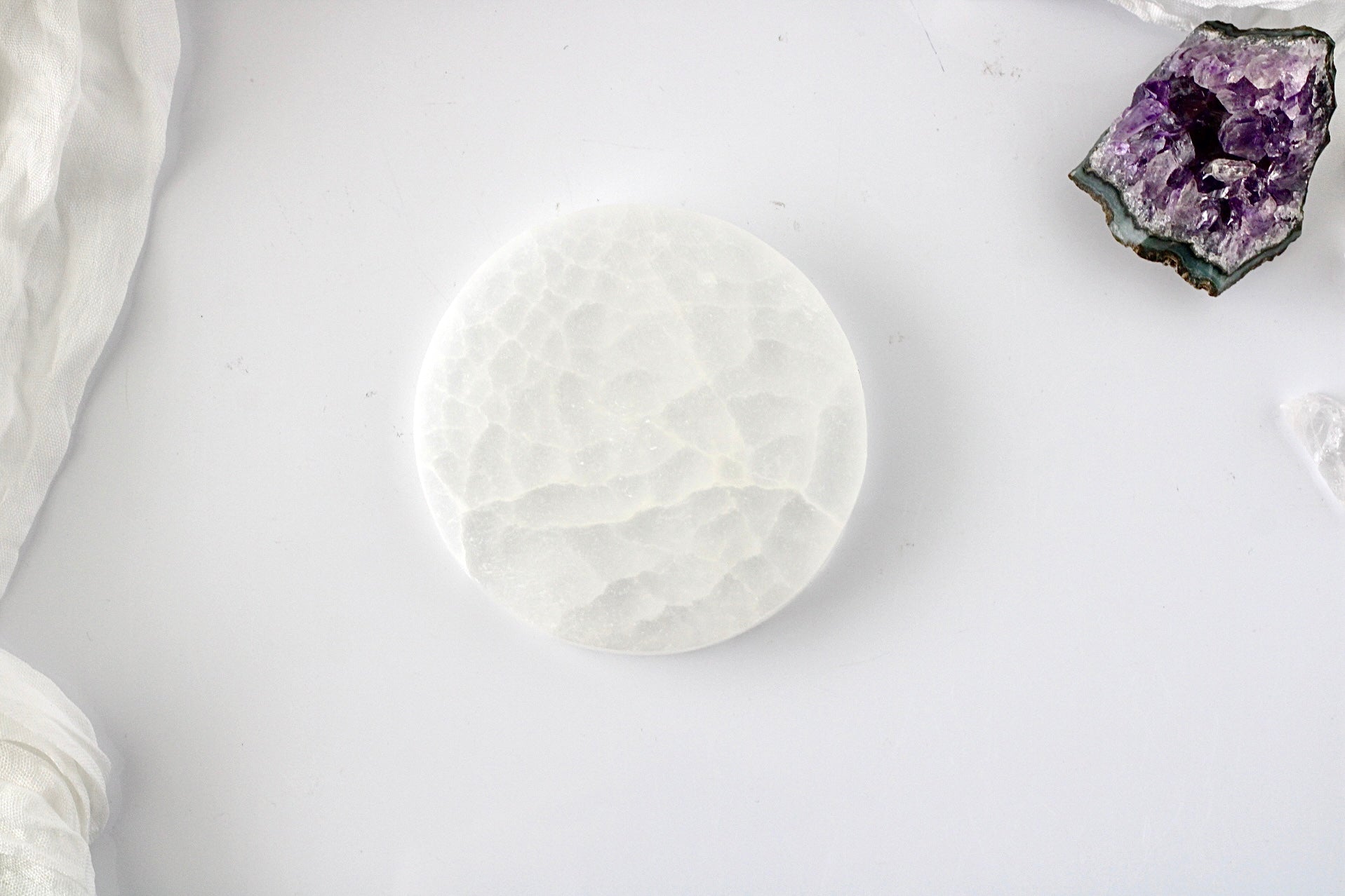 Selenite Round Crystal Charging Plate | 4 inch